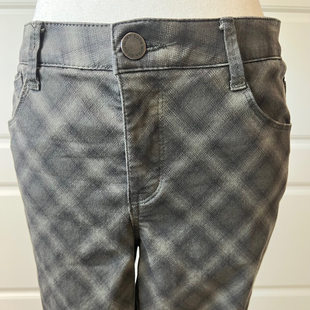 Wit & Wisdom Black & Army Green Plaid Straight Leg Stretchy Capri Jeans Size 6 - Picture 3 of 11